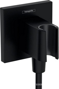 Держатель для лейки ручного душа, совмещенный со шланговым подсоединением 1/2, (цв.матовый черный), FixFit S ZZ Hansgrohe Fixfit 26889670