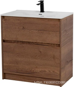 База под раковину напольная с двумя выкатными ящиками, 1000х460хh840мм, без раковины, (цв.Rovere Tabacco),  ZZ BelBagno Kraft KRAFT-1000-2C-PIA-RT