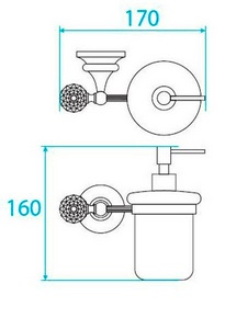 Дозатор настенный керамический, (цв.бронза, Swarovski),  ZZ Cezares Olimp OLIMP-SOI-02-Sw