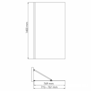 Шторка на ванну, 800х1400 мм, стекло 6 мм с покрытием, профиль матовое золото, ZZ Wasserkraft Aisch 55P01-80 Fixed