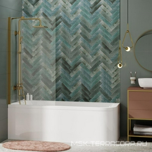 Шторка на ванну, 800х1400 мм, стекло 6 мм с покрытием, профиль матовое золото, ZZ Wasserkraft Aisch 55P01-80 Fixed