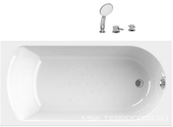 Ванна акриловая "Аврора 2", 1500х750x500 мм, смеситель Бриз/Линкольн-малый, каркас и слив-перелив в комплекте, БЕЗ панели, белая XX