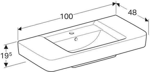 Раковина 1000х480мм, с 1 отв.д/смесит., с переливом, (без креплений),  ZZ Geberit Renova Plan 125100000