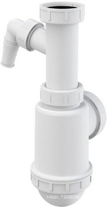 Сифон для кухонной мойки, бутылочный, с отводом (штуцером), без выпуска ZZ AlcaPlast Универсал A443P-40/40-50