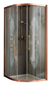 Дверь раздвиж. д/душа 1/4 круга,  900(865-895мм)х900(865-895мм)хh2000мм, R 550 (проф.,ручки цв. хром, стекло матовое с декором прозрачным R8+starcl ZZ Samo Villa Borchese B7352 ULU R8 DF