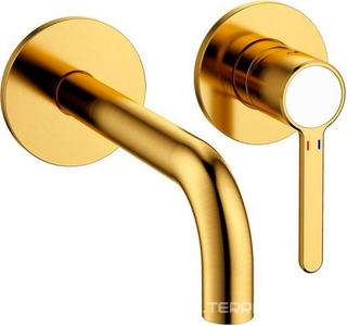 Смеситель для раковины, встраеваемый в стену, излив 18,5см, (цв.брашированное золото),  ZZ Cezares Eco ECO-DI-BORO