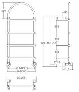 Полотенцесушитель Art.442/4/500 + арка, GL (цв.золото) (ГВС), Margaroli ZZ Margaroli Sole 442/4/500+арка,GL