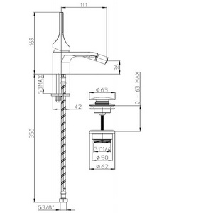 Смеситель для биде, 169мм, с д/к, (цв.черный матовый),  ZZ Bossini Apice E89601.073