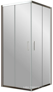 Душевое ограждение  100*100*190 см, двери раздвижные, БЕЗ поддона, профиль матовый хром, стекло фея, покрытие BriteGuard, ZZ Vegas Glass ZA ZA 100 07 R03 / BriteGuard