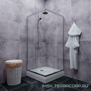 Душевая уголок -хром, 90х90х202 см, крепления к стене приобретаются отдельно, поддон (высот.17 см), сифон в компл.ZZ Triton Вента Щ0000049616