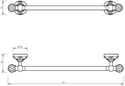 Полотенцедержатель 441мм, (цв.золото),  Migliore Cristalia 16841