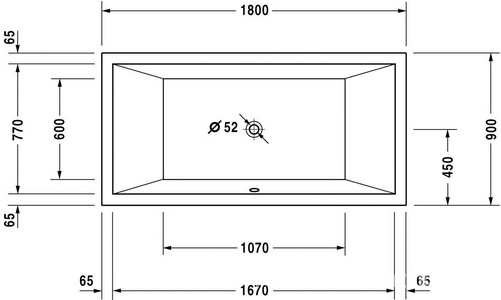 Ванна 1800х900хh460(485)мм, встраиваемая, (без ножек арт.790100 и сифона арт.790293 00 0 00 1000),  ZZ Duravit Starck 700052 00 0 00 0000