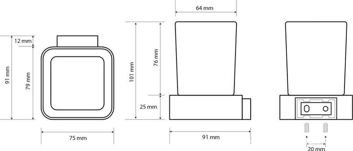 Стакан для зубных щеток настенный, (цв. хром),  ZZ Bemeta Solo 139110012