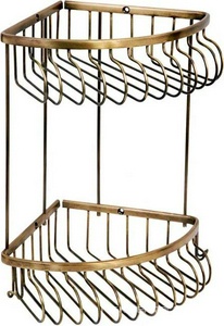 Полка для душа угловая, двойная (металл),590х220х245 мм, цв.бронза, ZZ Boheme Medici 10622