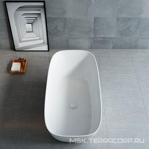 Ванна 1700х720хh550мм, отдельностоящая, интегрир.слив перелив, д/к в цвет ванны в компл.,(иск.камень Solid Surface цв.белый мат), Vincea ZZ Vincea Ванны VBT-6S02MW