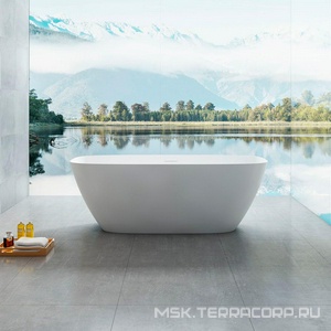 Ванна 1700х720хh550мм, отдельностоящая, интегрир.слив перелив, д/к в цвет ванны в компл.,(иск.камень Solid Surface цв.белый мат), Vincea ZZ Vincea Ванны VBT-6S02MW