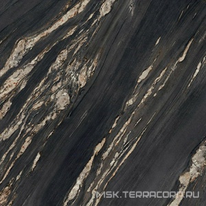 Керамогранит для пола и стены Ariostea Ultra Marmi Tropical Black Lev Silk 6 mm 150x150 UM6SK150674