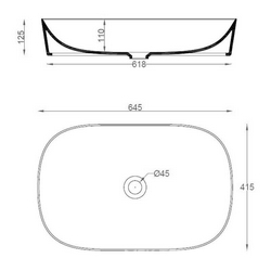 Раковина накладная на столешницу, овальная 650х415хh125мм, без отв.д/смесит., без перелива, (цв. белый),  ArtСeram Ghost GHL002 01; 00