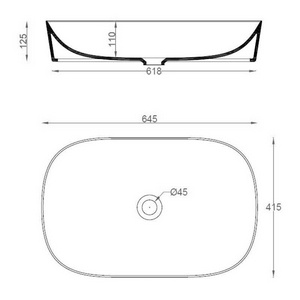 Раковина накладная на столешницу, овальная 650х415хh125мм, без отв.д/смесит., без перелива, (цв. белый),  ArtСeram Ghost GHL002 01; 00