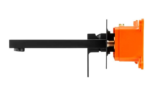 Смеситель для раковины, встраиваемый в стену, излив 200мм, (цв.черный матовый), Platta ZZ Swedbe platta 5501B