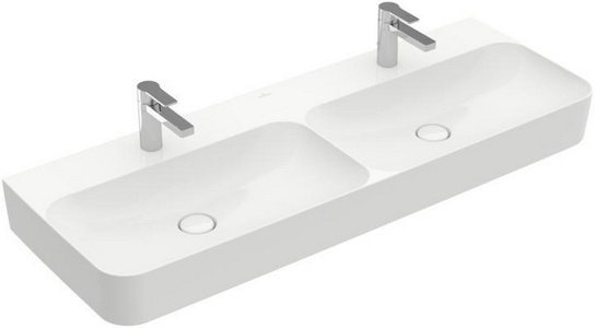 Раковина 1300х470мм, без отв. д/смес., с переливом, для установки с мебелью, шлифованный низ  (цв. R1 white ceramicplus),  ZZ Villeroy & Boch Finion 4139DKR1