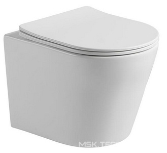 Унитаз подвесной, безободковый, 490x365x360мм, сиденье ультратонкое с микролифтом, крепеж в компл., (цв.белый),  ZZ Vincea Piatti VT1-11S