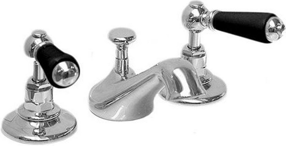 Смеситель для биде, на 3 отв., с д/к, (цв. хром, ручки цв. чёрный),  ZZ Devon & Devon Black Dandy MARF45CRBD