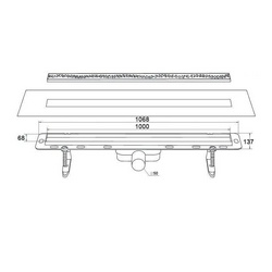 Дренажный канал в сборе, (сифон с гидрозатвором 0,4 л/с решетка PERLE 1000мм, нерж. сталь, монтажная глубина 65-105мм), WINKIEL/Ekoline ZZ