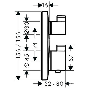Смеситель-термостат для 2 потребителей, (наружная часть, БЕЗ скрытой части арт.01800180), (цв.хром), HG quare ZZ Hansgrohe Ecostat S 15714000