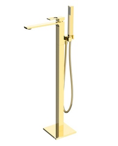 Смеситель для ванны, напольный, душевая лейка, шланг в компл., (цв.золото),  ZZ BelBagno Luce LUC-FMT-ORO