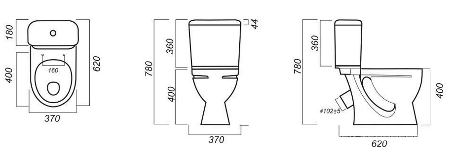 Унитаз-компакт "", косой выход, арматура 1-режим. "Уклад", сиденье полипропилен, крепление в комплекте Sanita Стандарт WC.CC/Standart/1-P/WHT.G/S1 (SDTSACC01090112)