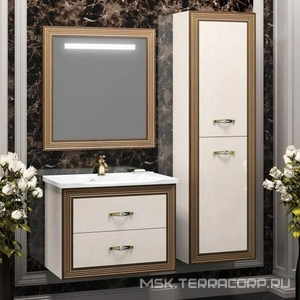 Пенал  подвесной  500*312*1786 мм, универсальный, цвет белый/золотая патина, крепеж в комплекте ZZ Opadiris Карат Z0000003939