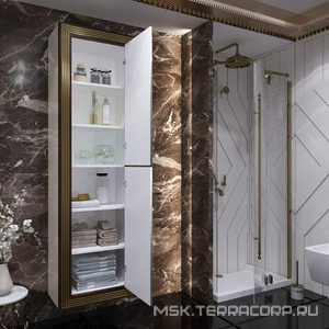 Пенал  подвесной  500*312*1786 мм, универсальный, цвет белый/золотая патина, крепеж в комплекте ZZ Opadiris Карат Z0000003939