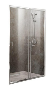 Дверь для душа, в нишу 1050-1150хh1900мм, сдвижная, 1 дверь, 1 неподв.секция, правая/левая, (стекло рифленое Punto 5мм, фурн.цв.хром),  ZZ BelBagno Unique UNIQUE-BF-1-100/115-P-Cr