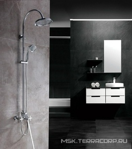 Смеситель для ванны с душем, см-ль с изливом, ручной и верхний душ, шланг 150 см, цв. хром, ZZ Lemark Melange LM5762C