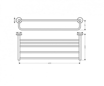 Полка для полотенец, 600х260хh97мм, (цв.хром),  Hansgrohe Logis Universal 41720000