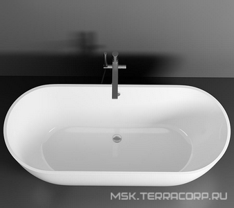 Ванна отдельностоящая из лит.мрамора "Майами silk", 1685х790мм, БЕЗ слива/перелива, цв.белый матовый, ZZ Эстет майами ФР-00014381
