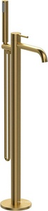 Смеситель для ванны, напольный, душевая лейка, шланг в компл., (цв.браш.золото),  ZZ Vincea Desire VTF-1DBG