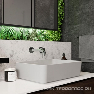 Раковина накладная на столешницу, прямоуг, 500x370хh135мм, без отв.д/смесит., без перелива, (цв.серый матовый),  Aqueduto Espiral ESP0430