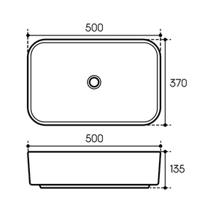 Раковина накладная на столешницу, прямоуг, 500x370хh135мм, без отв.д/смесит., без перелива, (цв.серый матовый),  Aqueduto Espiral ESP0430