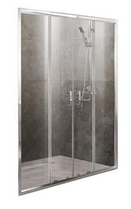 Дверь для душа, в нишу 1700-2000хh1900мм, раздвижная, 2 двери, 2 неподв.секции, (стекло рифленое Punto 5мм, фурн.цв.хром),  ZZ BelBagno Unique UNIQUE-BF-2-170/200-P-Cr