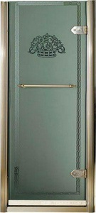 Дверь д/д 80х181см,стекло тип"С", матовое, декор"Корзина", рисунок по перим.стекла, SX петли справа, ручка, (профиль св.золото, без дек.)  V80ZZ Devon & Devon Savoy V/80 OС/DX