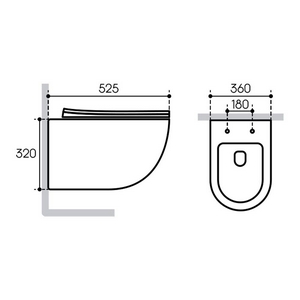 Компл.: унитаз подвесн.,безободк.,525х360мм,цв.белый глянц., сиденье с микролиф,,инстал. д/унит., крепёж, клавиша смыва Forma цв.хром,  ZZ Aqueduto Ovo AQDS030
