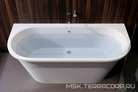 Ванна 1685х770хh620мм, пристенная, интегрир.слив перелив, д/к в цвет ванны в компл.,(иск.камень Soft rock цв.белый мат),  ZZ Holbi Galatea 1.01.003.11.1