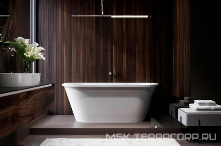 Ванна 1685х770хh620мм, пристенная, интегрир.слив перелив, д/к в цвет ванны в компл.,(иск.камень Soft rock цв.белый мат),  ZZ Holbi Galatea 1.01.003.11.1