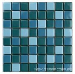 Мозаика 25FL-S-089 (зел. хром +зел. хром10%+голубой10%) бассейновая (чип 2.5x2.5) ZZ|31.5x31.5