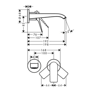 Смеситель для раковины, встраиваемый в стену, излив 192мм, внешняя часть, БЕЗ скрытой арт.13622180, (цв.матовый белый),  ZZ Hansgrohe Vivenis 75050700
