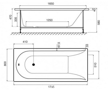 Ванна акриловая  180x80 см, прямоугольная, (БЕЗ каркаса, слива-перелива и панели), белая XX AMPM Inspire W5AA-180-080W-A64
