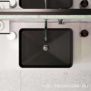 Раковина накладная на столешницу, прямоуг, 500x370хh135мм, без отв.д/смесит., без перелива, (цв.черный матовый),  Aqueduto Espiral ESP0440