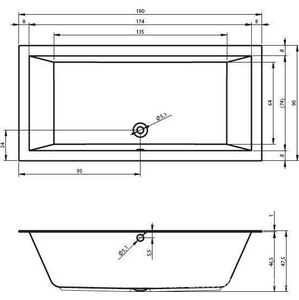 Ванна 190х90см, без ножек/рамы, панелей, слива-перелива, (акрил цв.белый матовый), Lugo Velvet ZZ Riho lugo B136001105